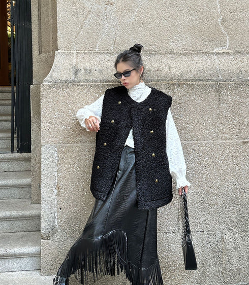 Textured Double Button Vest